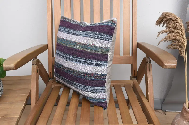 Car Pillow Cover, Ethnical Kilim Rug Pillow, Turkish Pillow, Tapestry Pillow, Kilim Cushion Sham, 16x16 Purple Pillow Case, Pillow Case - 3