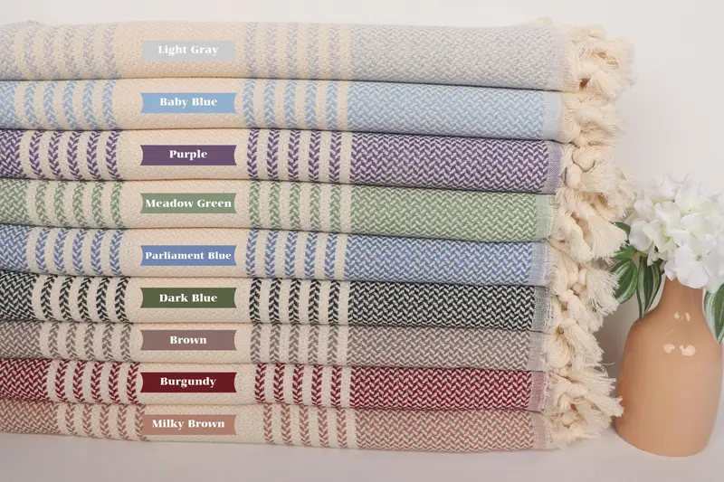 Beach Towel Bulk, Organic Turkish towel, Custom Beach Towel, Personalized Gift For Her, 70x40 Cotton Striped Towel, Absorbent Turkish towel - 2