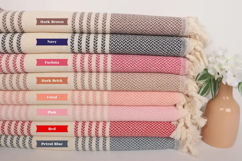 Beach Towel Bulk, Organic Turkish towel, Custom Beach Towel, Personalized Gift For Her, 70x40 Cotton Striped Towel, Absorbent Turkish towel - 4
