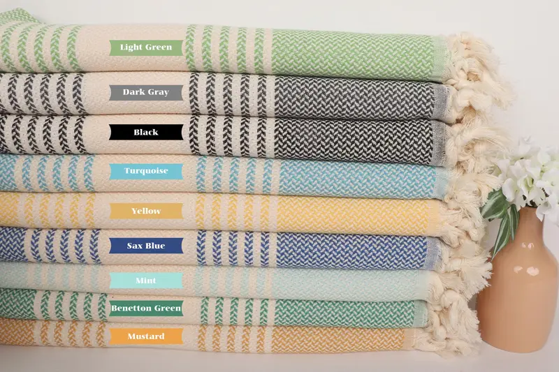 Beach Towel Bulk, Organic Turkish towel, Custom Beach Towel, Personalized Gift For Her, 70x40 Cotton Striped Towel, Absorbent Turkish towel - 3