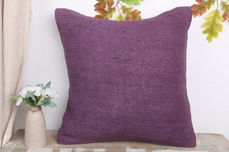 Bohemian Cushion Pillow, 20x20 Purple Cushion Cover, Pillow for Couch, Antique Pillows, Yoga Cushion Case, Cushion, Turkish Kilim Pillow - 2