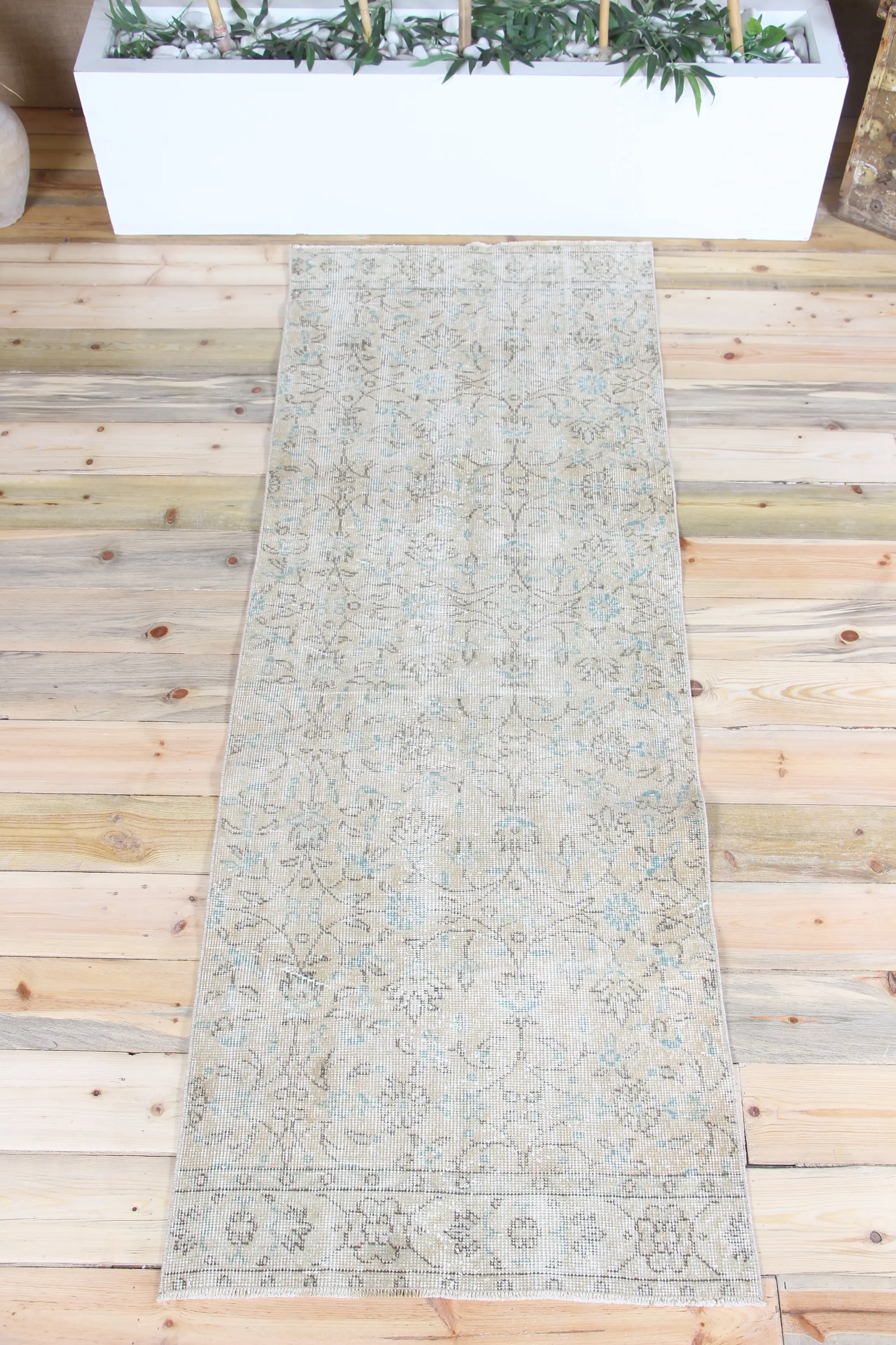 2.6x7.2 ft Vintage Rug, Turkish Runner Rug, Brown Floral Rug - 1