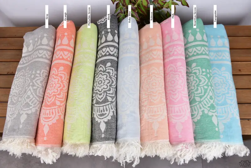 Beach Towel Personalized, Turkish bath towel, Cute Beach Towel, Gift For Bride, Gift For Him, 74x36 Cotton Floral Patterned Towel, Lightweight towel - 2