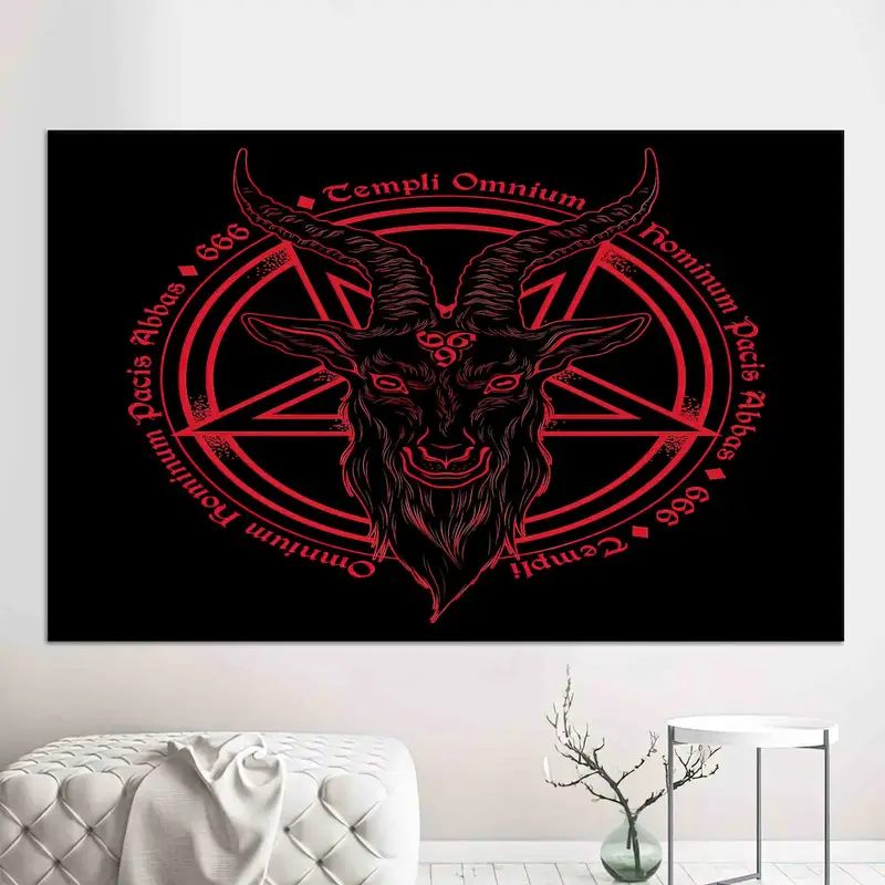 神秘的なバフォメット キャンバス: オカルト アート、解き放たれたダーク エレガンス