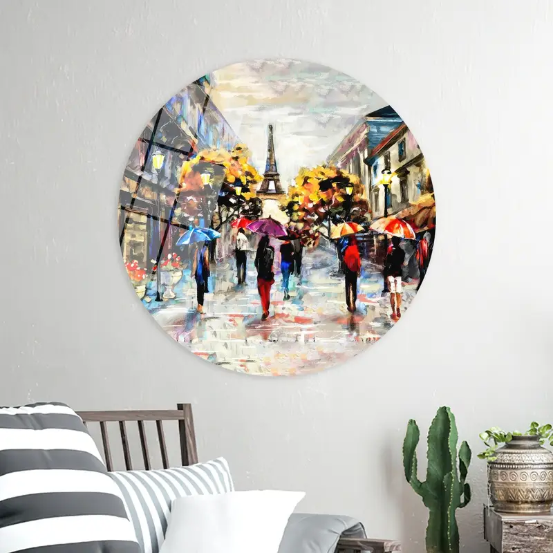 Modern Paris Eiffel Tower Rainy Day Canvas Print