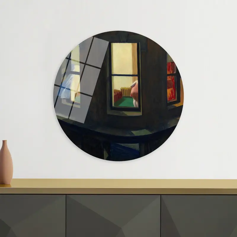 Modern Realism Canvas: Edward Hopper's Night Windows Woman Print