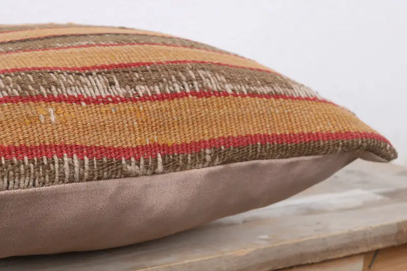 14x14 Brown Cushion Cover, Turkish Kilim Pillow, Kilim Pillow, Boho Pillow, Turkish Rugs Cushion, Crochet Pattern Cushion Cover, Pillow Sham - 6