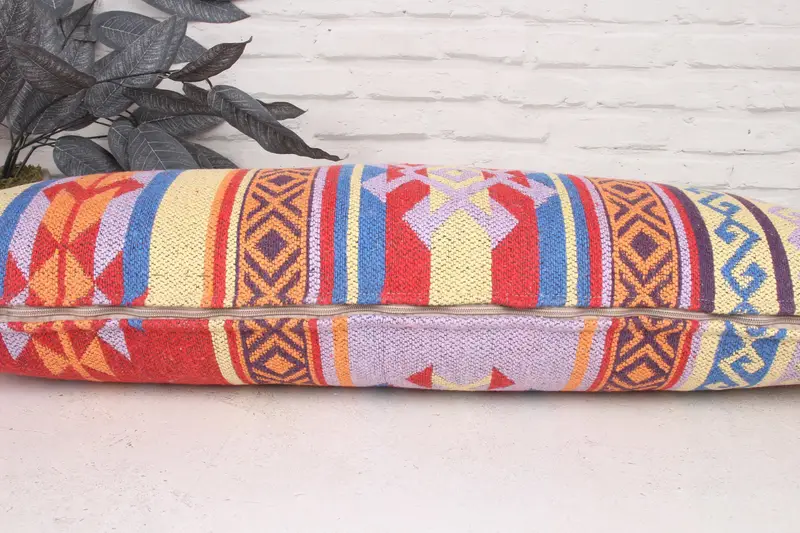 Cushion Cover, Kilim Pillow, Accent Throw Cushion Cover, Antique Pillows, Handmade Kilim Cushion, 12x36 Purple Cushion Cover - 5