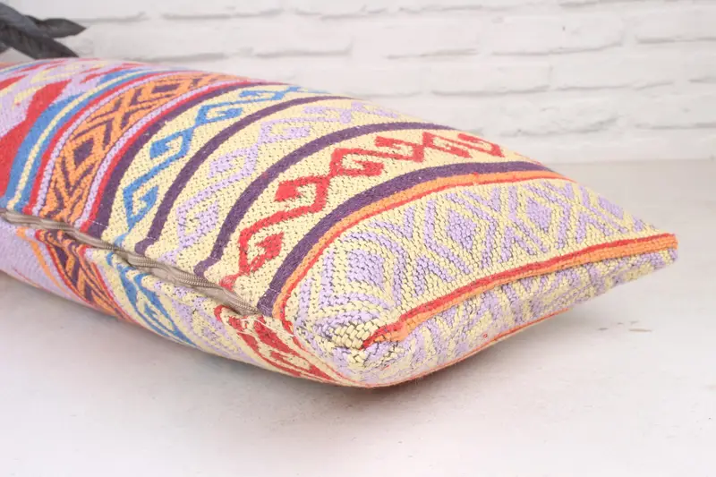Cushion Cover, Kilim Pillow, Accent Throw Cushion Cover, Antique Pillows, Handmade Kilim Cushion, 12x36 Purple Cushion Cover - 6