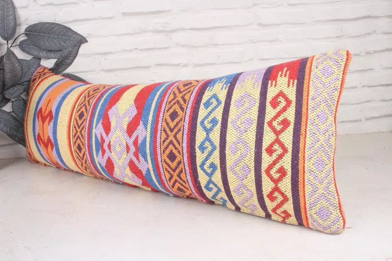 Cushion Cover, Kilim Pillow, Accent Throw Cushion Cover, Antique Pillows, Handmade Kilim Cushion, 12x36 Purple Cushion Cover - 4
