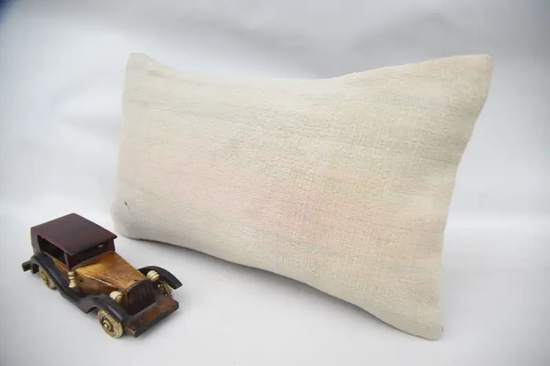 Throw Kilim Pillow, Outdoor Pillow Sham, 12x20 Beige Cushion Case, Pillow Sham, Vintage Pillow, Handmade Pillow, Pillow for Sofa - 3