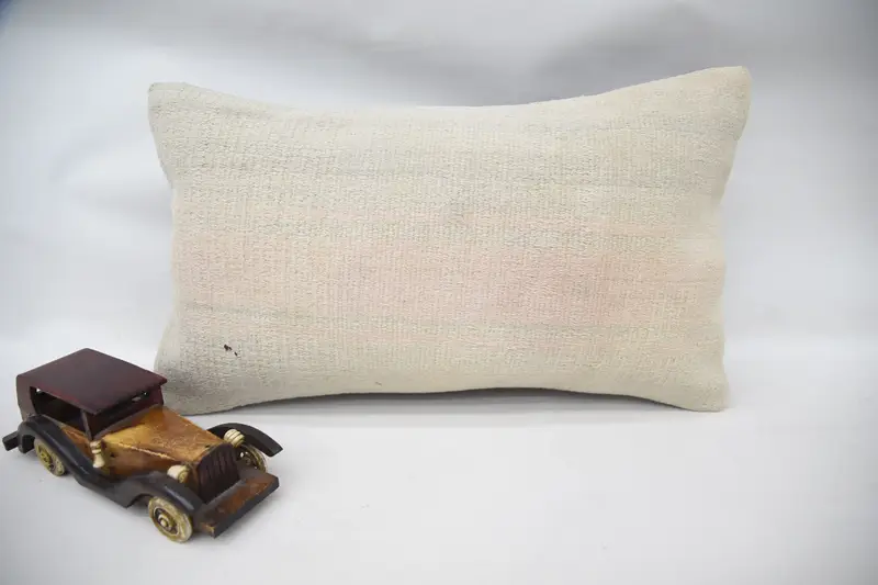 Throw Kilim Pillow, Outdoor Pillow Sham, 12x20 Beige Cushion Case, Pillow Sham, Vintage Pillow, Handmade Pillow, Pillow for Sofa - 1
