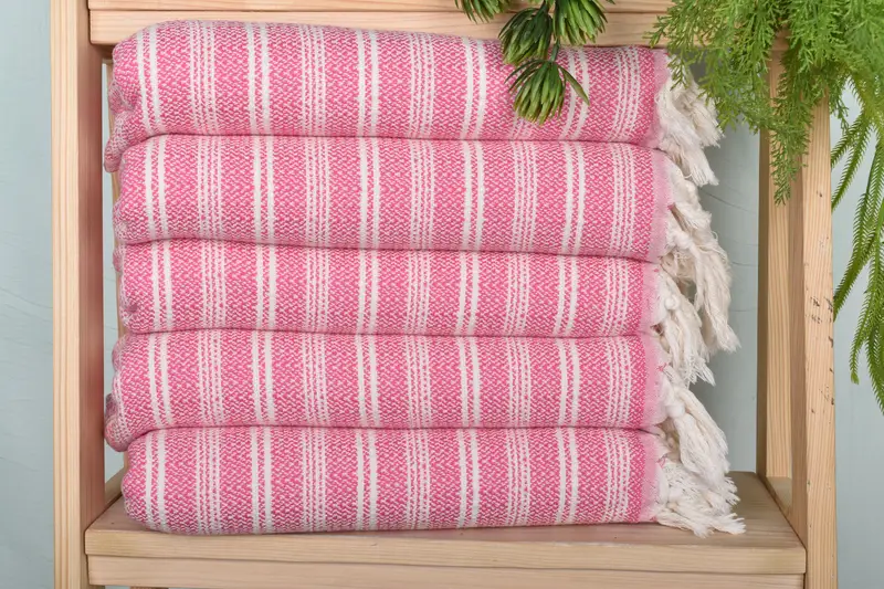 Custom Hand Towel Pink Cotton Turkish Tea Towel, 18x32 Inches