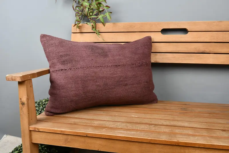 Turkish Kilim Pillow, Rustic Cushion, Antique Pillows, Boho Pillow Sham Cover, 16x24 Brown Pillow Sham, Cushion, Hippie Throw Pillow Sham - 1