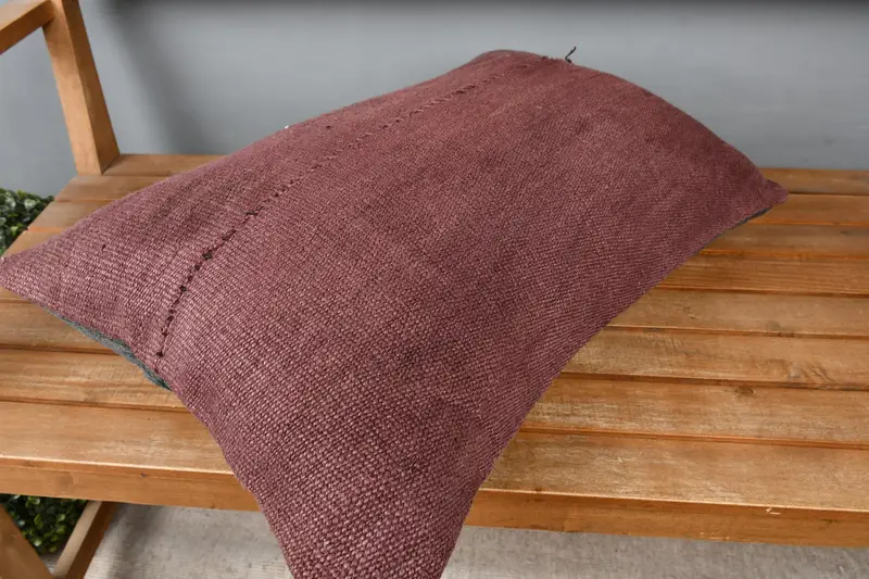Turkish Kilim Pillow, Rustic Cushion, Antique Pillows, Boho Pillow Sham Cover, 16x24 Brown Pillow Sham, Cushion, Hippie Throw Pillow Sham - 2