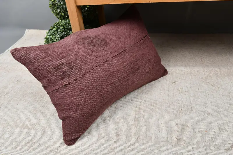 Turkish Kilim Pillow, Rustic Cushion, Antique Pillows, Boho Pillow Sham Cover, 16x24 Brown Pillow Sham, Cushion, Hippie Throw Pillow Sham - 7