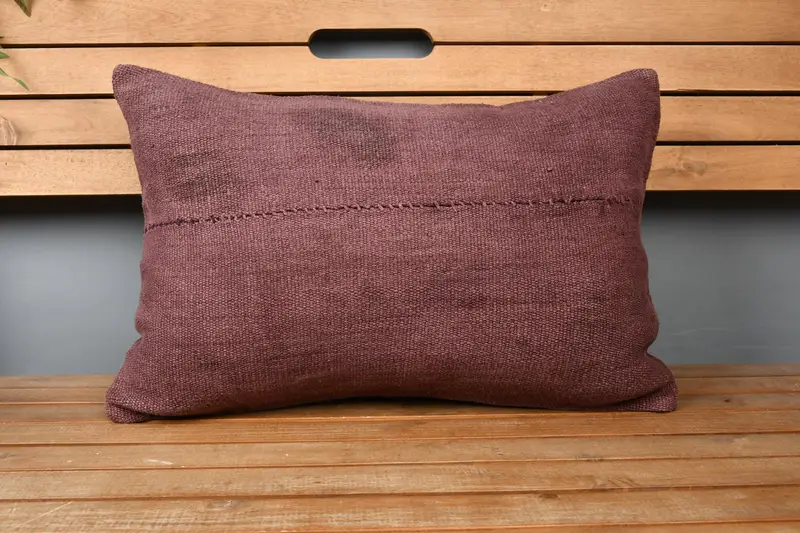 Turkish Kilim Pillow, Rustic Cushion, Antique Pillows, Boho Pillow Sham Cover, 16x24 Brown Pillow Sham, Cushion, Hippie Throw Pillow Sham - 6