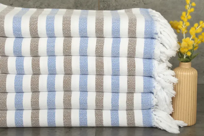 64x40 Cotton Striped Towel, Soft towel, Wedding Anniversary Gift, Embroidered Towel, Handwoven Turkish Towel, Bridal Gifts, Personalized Towel - 1