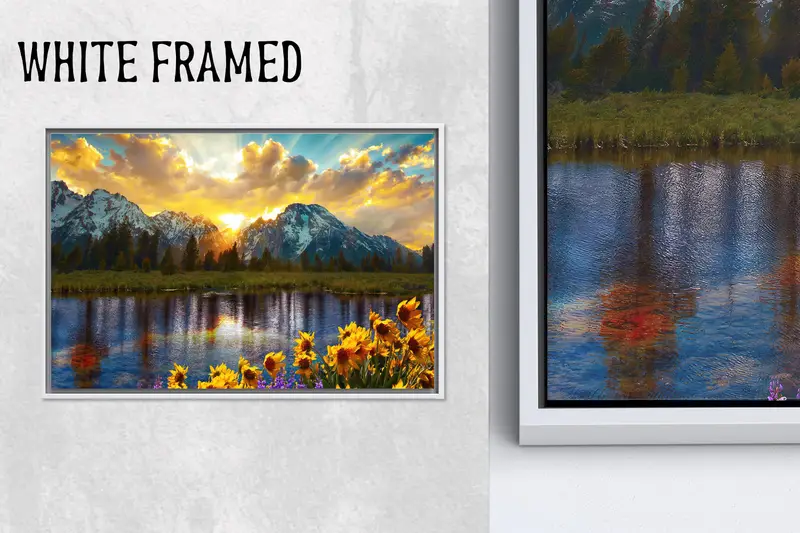 Gün Batımı Dağ Manzarası Ayçiçeği Kanvas Tablo Baskı - Canlı Dekor