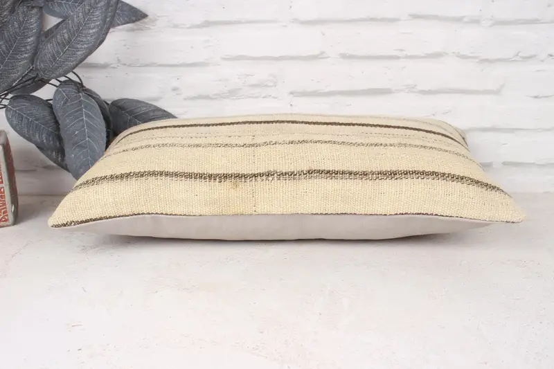 Cushion, Ethnical Kilim Rug Pillow, Hippie Throw Cushion Cover, Boho Pillow, Farmhouse Cushion, 10x20 Beige Cushion Cover, Kilim Cushion Sham - 5