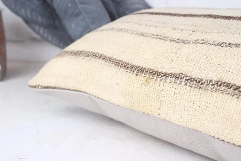 Cushion, Ethnical Kilim Rug Pillow, Hippie Throw Cushion Cover, Boho Pillow, Farmhouse Cushion, 10x20 Beige Cushion Cover, Kilim Cushion Sham - 6