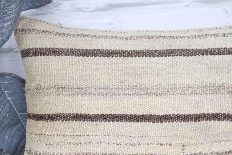 Cushion, Ethnical Kilim Rug Pillow, Hippie Throw Cushion Cover, Boho Pillow, Farmhouse Cushion, 10x20 Beige Cushion Cover, Kilim Cushion Sham - 2