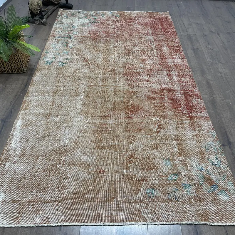 Türk Halısı, 5.2x9.8 ft Büyük Vintage Halı, Oushak Kahverengi Kırmızı Kamuflaj Halı - 1