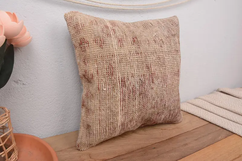 Beigefarbenes Southwestern-Wurfkissen, 14x14 besticktes Kissen