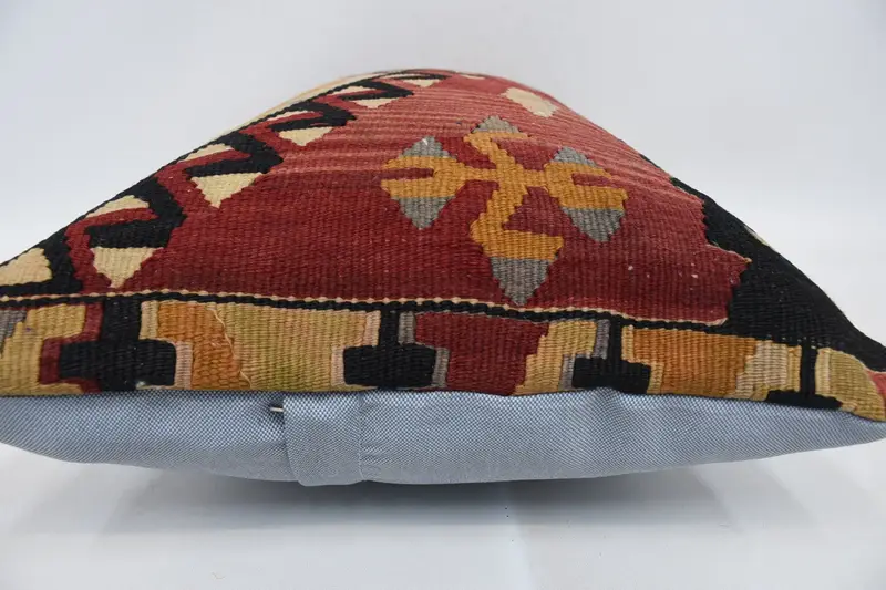 Cushion Case, Toss Cushion Case, Ethnical Kilim Rug Pillow, Boho Pillow, Kilim Pillow Cover, Sofa Pillow, 16x24 Red Cushion Cover, Ikat Cushion - 5
