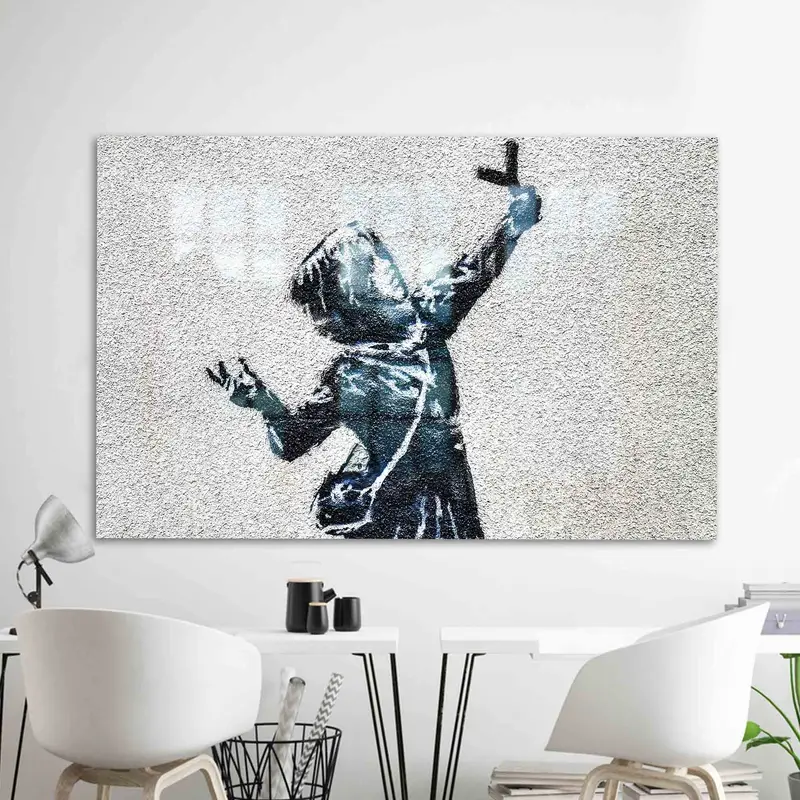 Vidrio impreso elegante: diseño de graffiti de Banksy Girl