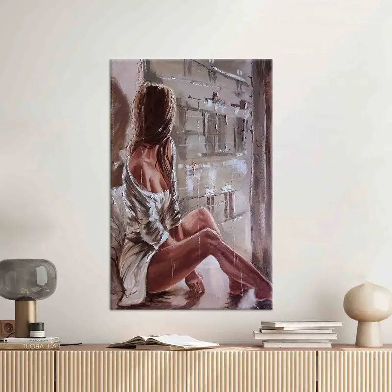 Elegant Abstract Woman Canvas: Contemporary, Sensual Art Print