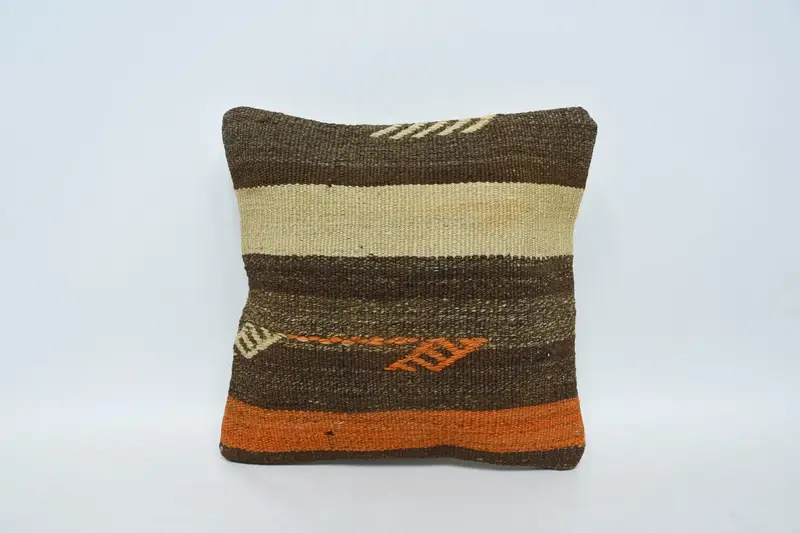Striped Turkish Euro Sham, Brown Living Room Gift Cushion Case - 1