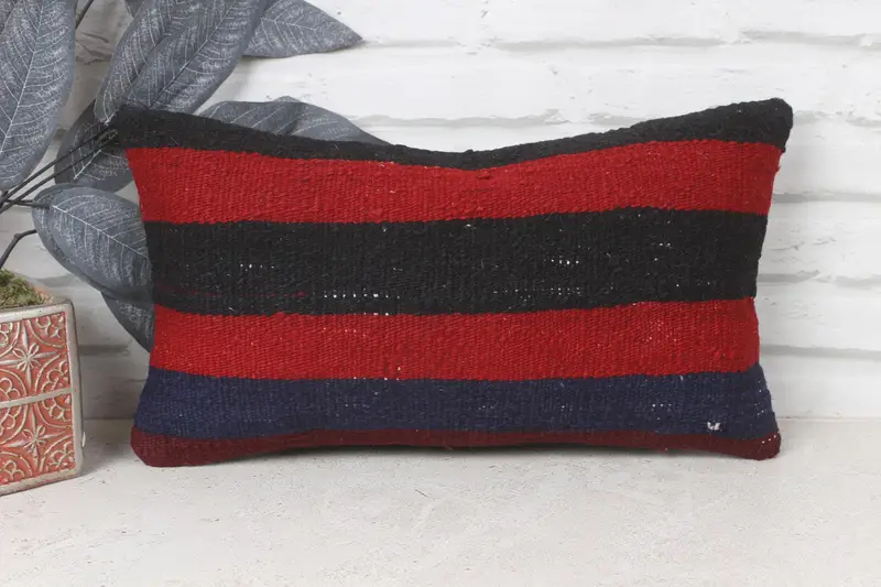 Cushion Cover, 8x16 Red Pillow Sham, Handmade Kilim Cushion, Vintage Kilim Pillow Pillow Cover, Gift Pillow, Turkish Pillow - 1
