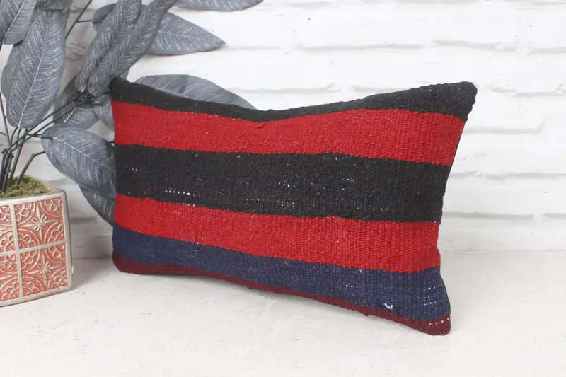 Cushion Cover, 8x16 Red Pillow Sham, Handmade Kilim Cushion, Vintage Kilim Pillow Pillow Cover, Gift Pillow, Turkish Pillow - 3