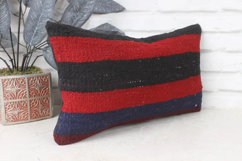 Cushion Cover, 8x16 Red Pillow Sham, Handmade Kilim Cushion, Vintage Kilim Pillow Pillow Cover, Gift Pillow, Turkish Pillow - 4