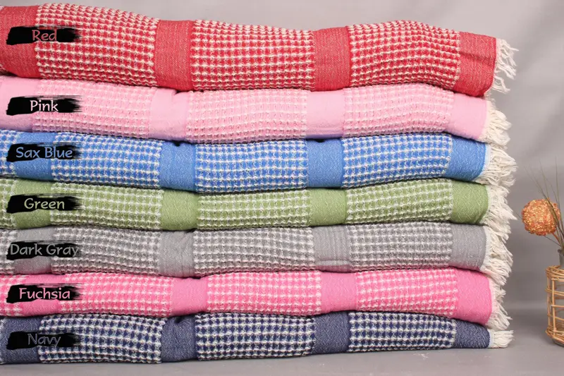 84x80 Cotton Waffle Towel, Woven Throw Blanket, Woven Blanket, Personalized Gifts, Turkish Blanket Queen, Best Wedding Gift, Gift For Him - 1