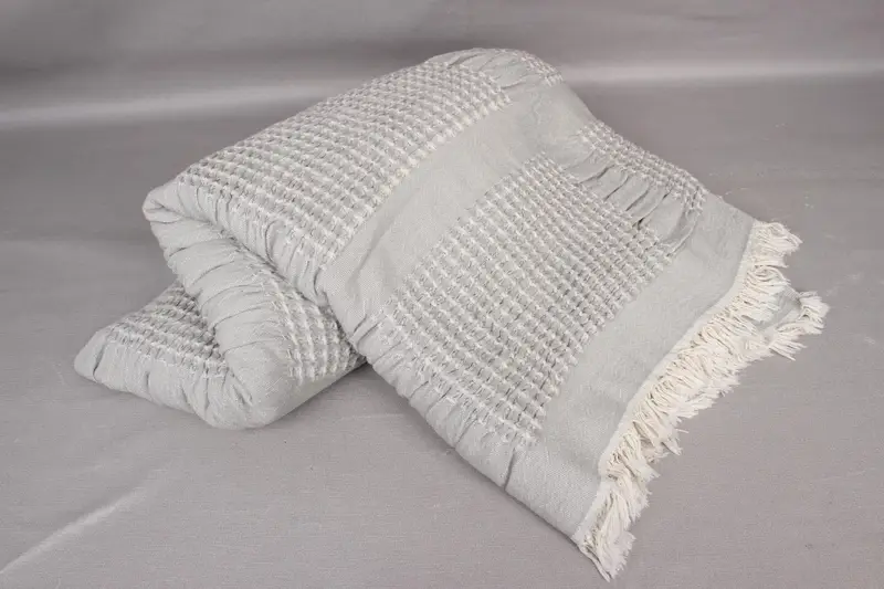 84x80 Cotton Waffle Towel, Woven Throw Blanket, Woven Blanket, Personalized Gifts, Turkish Blanket Queen, Best Wedding Gift, Gift For Him - 4