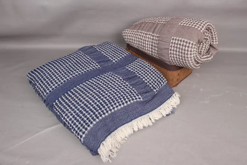 84x80 Cotton Waffle Towel, Woven Throw Blanket, Woven Blanket, Personalized Gifts, Turkish Blanket Queen, Best Wedding Gift, Gift For Him - 7