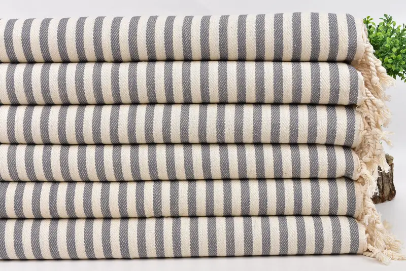 40x18 Cotton Striped Towel, Monogrammed Hand Towel, Bachelor Gift, Personalized Kitchen Towel, Personalized Gift, Gym Towel, Boyfriend Gift - 3