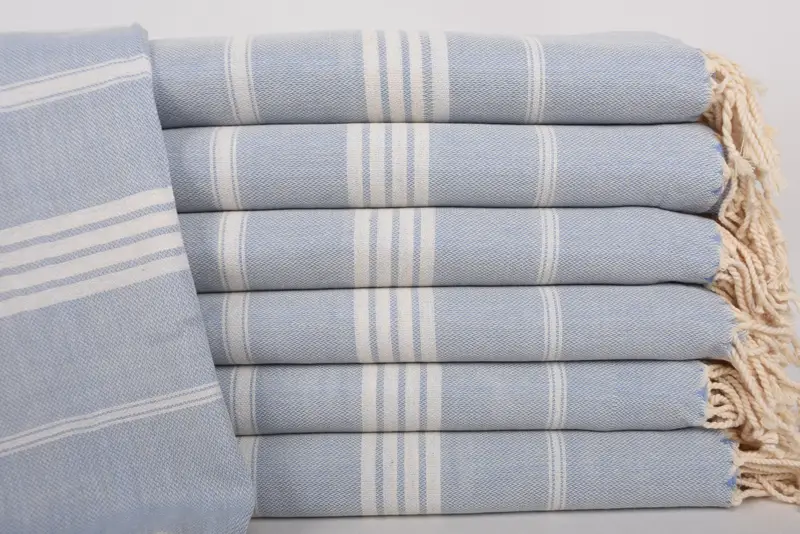 Boyfriend Gift Turkish Cotton Bath Towel Blue Stripes, 67x40 Inches