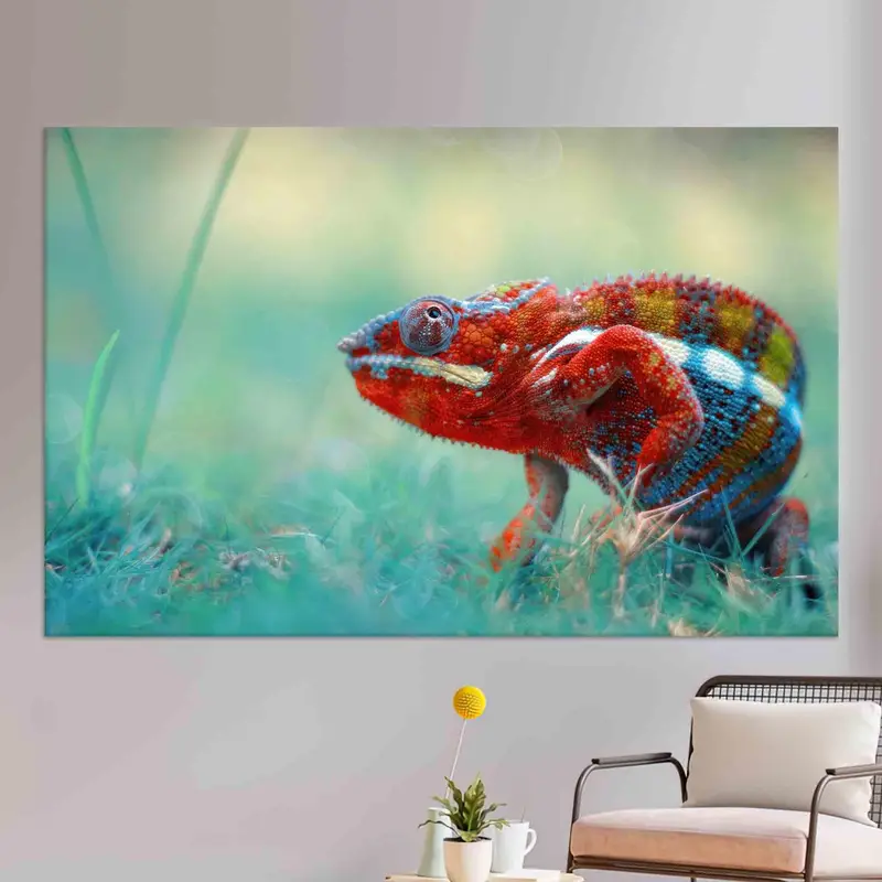Modern, Trendy Printed Canvas: Colorful Reptilian Art