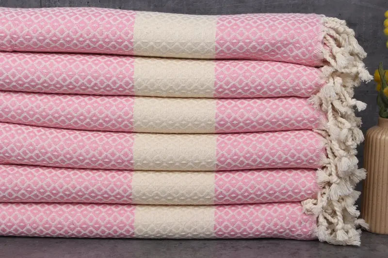 Beach Towel Monogrammed Turkish Cotton Pink Stripes, 40x71 Inches