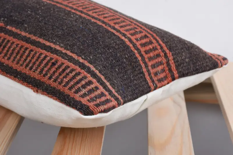 Antique Pillows, Cushion Case, Ikat Cushion Cover, Nautical Throw Pillow Sham, 8x16 Black Cushion, Handmade Kilim Cushion, Boho Pillow Sham Cover - 7