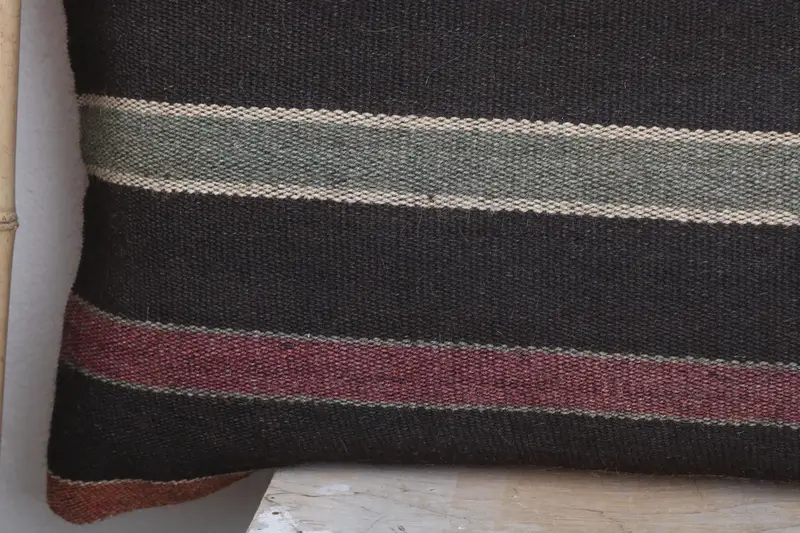 Kilim Pillow Cover, Turkish Kilim Pillow, Handmade Cushion Cover, Pillow Cover, Home Decor Pillow, Square Throw Cushion Cover, 16x48 Brown Cushion - 3
