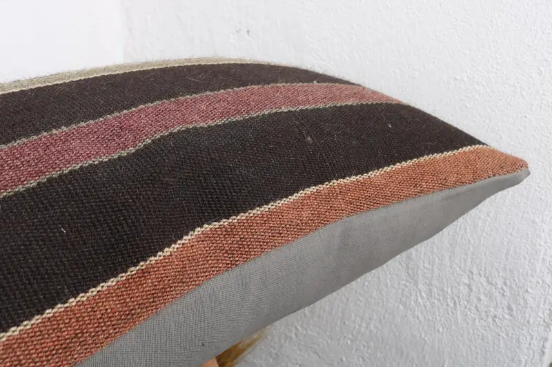 Kilim Pillow Cover, Turkish Kilim Pillow, Handmade Cushion Cover, Pillow Cover, Home Decor Pillow, Square Throw Cushion Cover, 16x48 Brown Cushion - 5