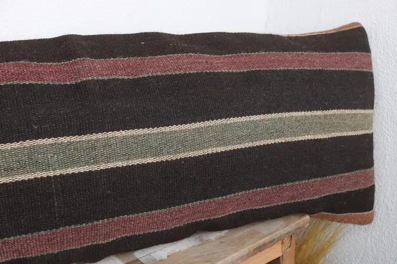 Kilim Pillow Cover, Turkish Kilim Pillow, Handmade Cushion Cover, Pillow Cover, Home Decor Pillow, Square Throw Cushion Cover, 16x48 Brown Cushion - 4