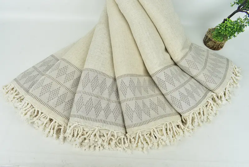 Throw Blanket Couch, Personalized Blanket, Wedding Gift Customized Blanket, Valentines Gift, Custom Wedding Gifts, 100x88 Linen Kilim Design Towel - 4