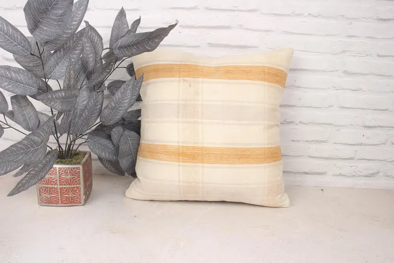 Handmade Kilim Cushion, Cushion Case, Home Decor Pillow, 18x18 Orange Pillow Cover, Turkish Pillow, Vintage Kilim Pillow Cushion Cover - 1