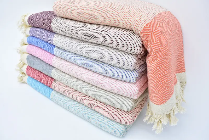 Woven Blanket, 104x80 Cotton Diamond Towel, Boho Throw Blankets, Wedding Anniversary Gift, Turkish Blanket, Boyfriend Gift, Turkish Bedcover