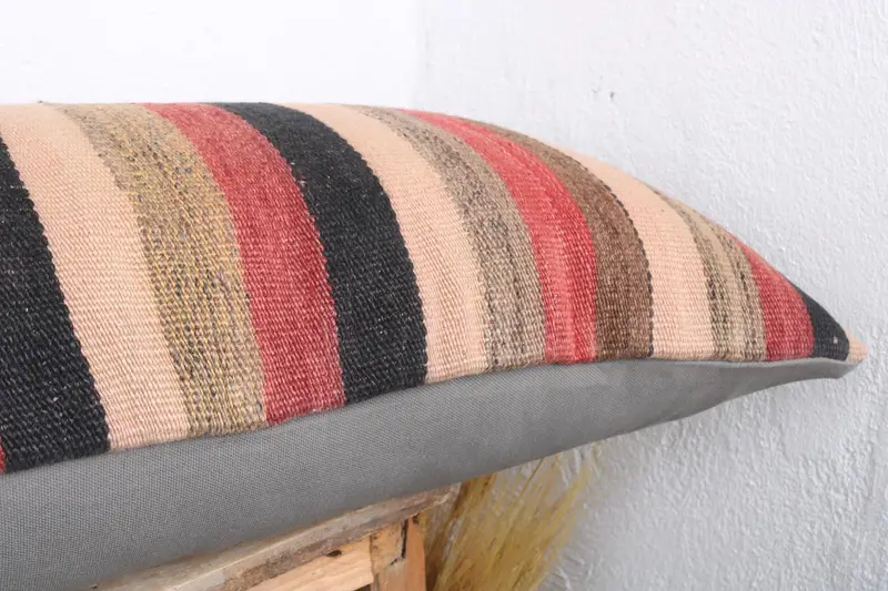 Muted Cushion Cover, 16x48 Red Pillow, Kilim Cushion Sham, Turkish Pillow, Boho Pillow Sham Cover, Decorative Throw Cushion Cover, Cushion Cover - 5